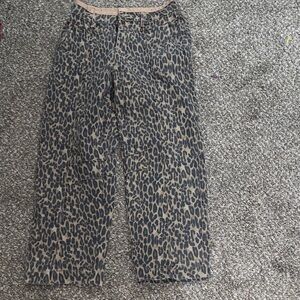 Leopard Print Flare & Wide Leg Jeans